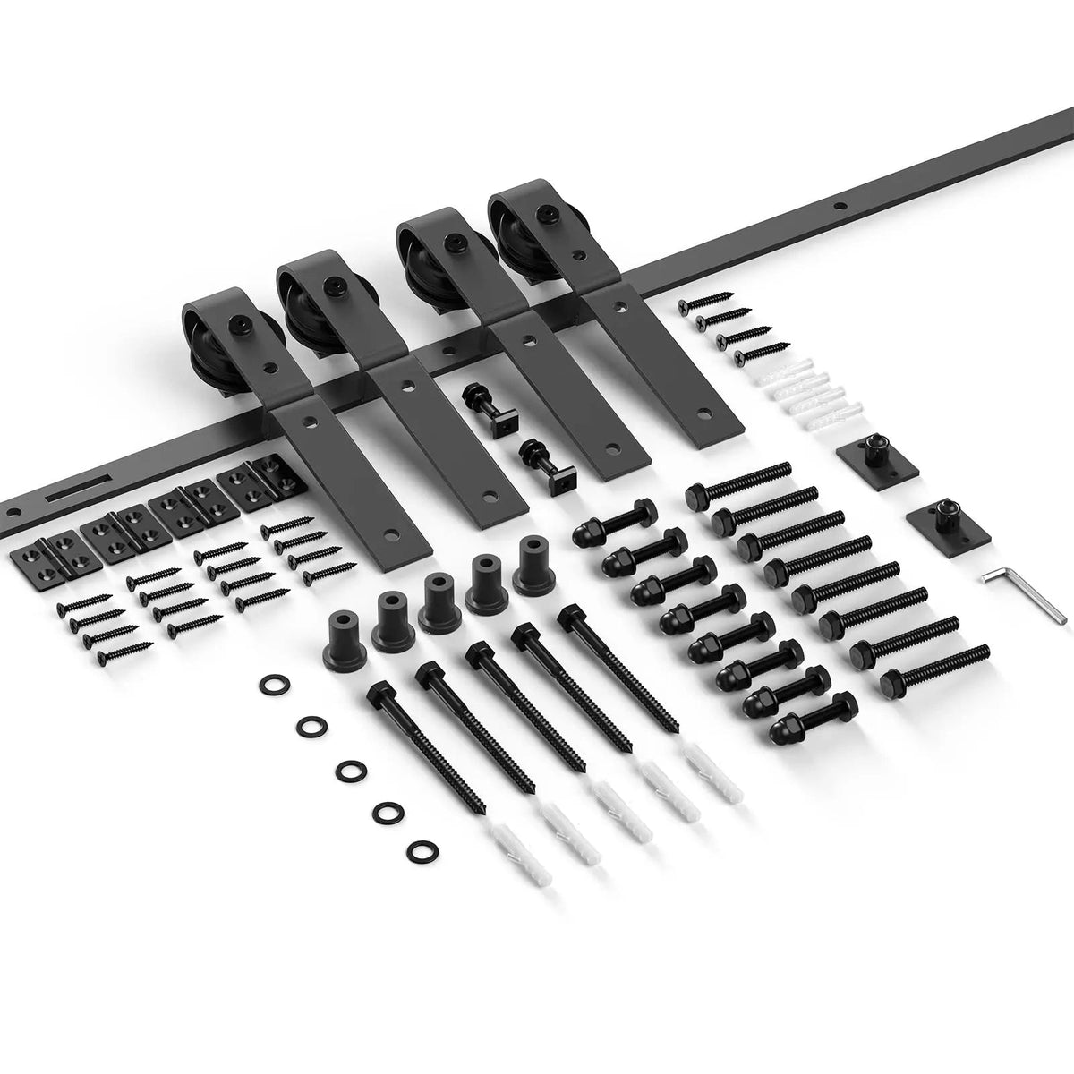 Bi-Folding Sliding Barn Door Hardware Track Kit, Matte Black Steel – view 22