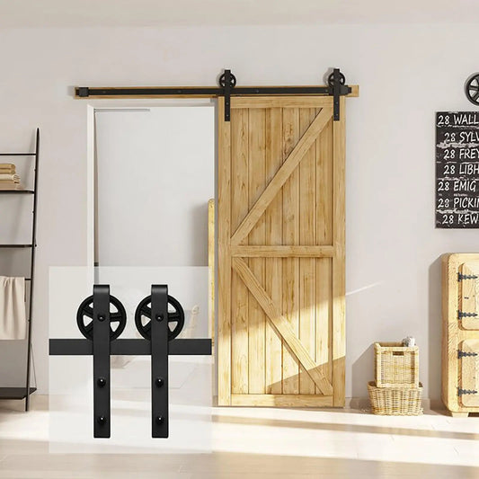 Carbon Steel Sliding Barn Door Hardware Kit with Big Spoke Rollers
