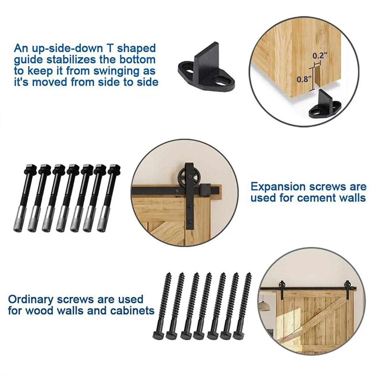 Big Spoke Wheel Sliding Barn Door Hardware Kit, Carbon Steel – view 6