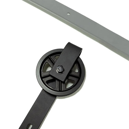 Big Spoke Wheel Sliding Barn Door Hardware Kit, Carbon Steel – view 7