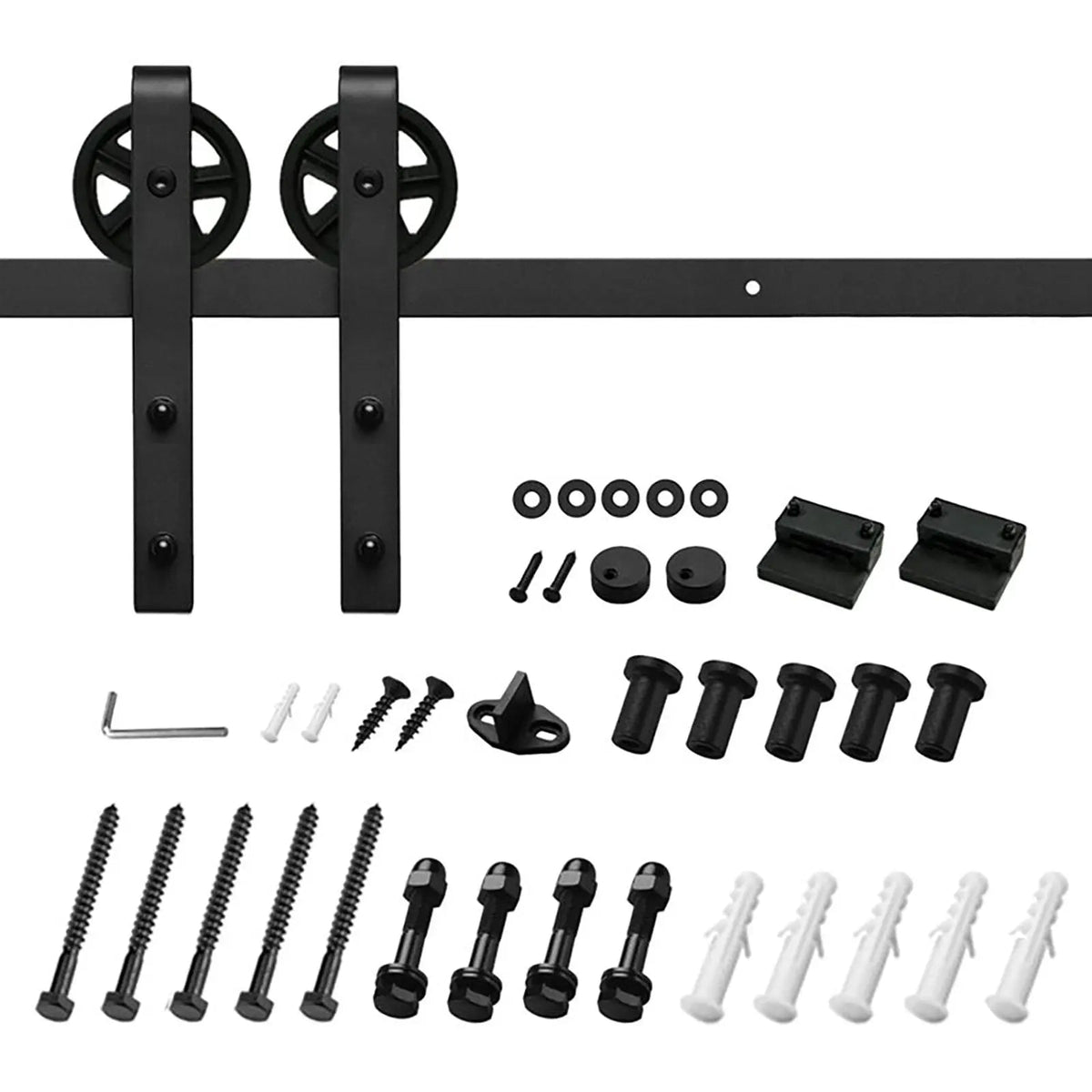 Big Spoke Wheel Sliding Barn Door Hardware Kit, Carbon Steel – view 8