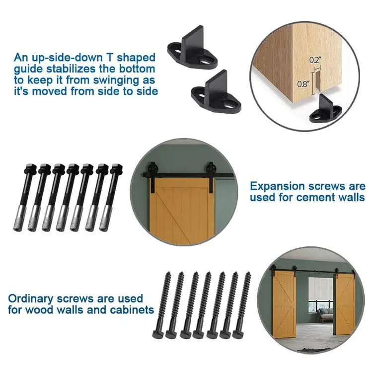 Big Spoke Wheel Sliding Barn Door Hardware Kit, Carbon Steel – view 12