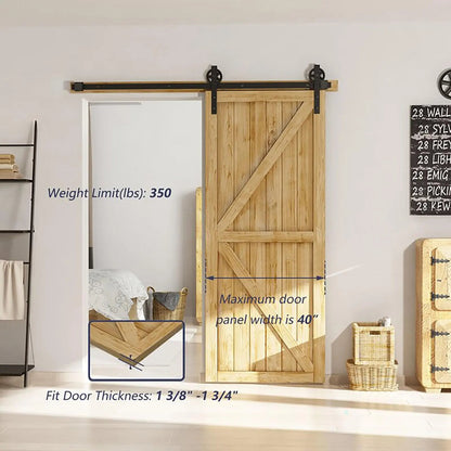 Big Spoke Wheel Sliding Barn Door Hardware Kit, Carbon Steel – view 15