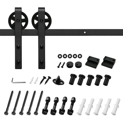 Big Spoke Wheel Sliding Barn Door Hardware Kit, Carbon Steel – view 19
