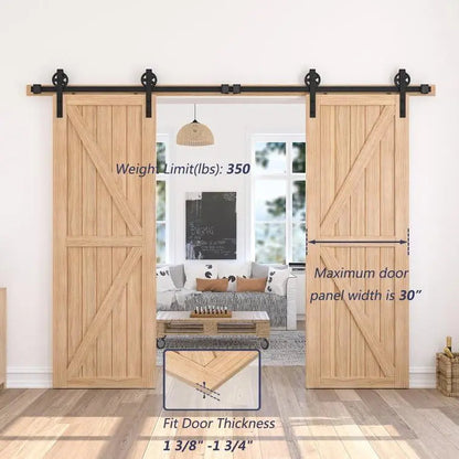 Big Spoke Wheel Sliding Barn Door Hardware Kit, Carbon Steel – view 20