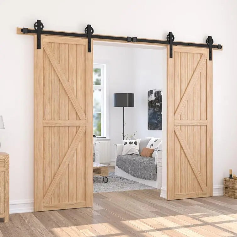 Big Spoke Wheel Sliding Barn Door Hardware Kit, Carbon Steel – view 25