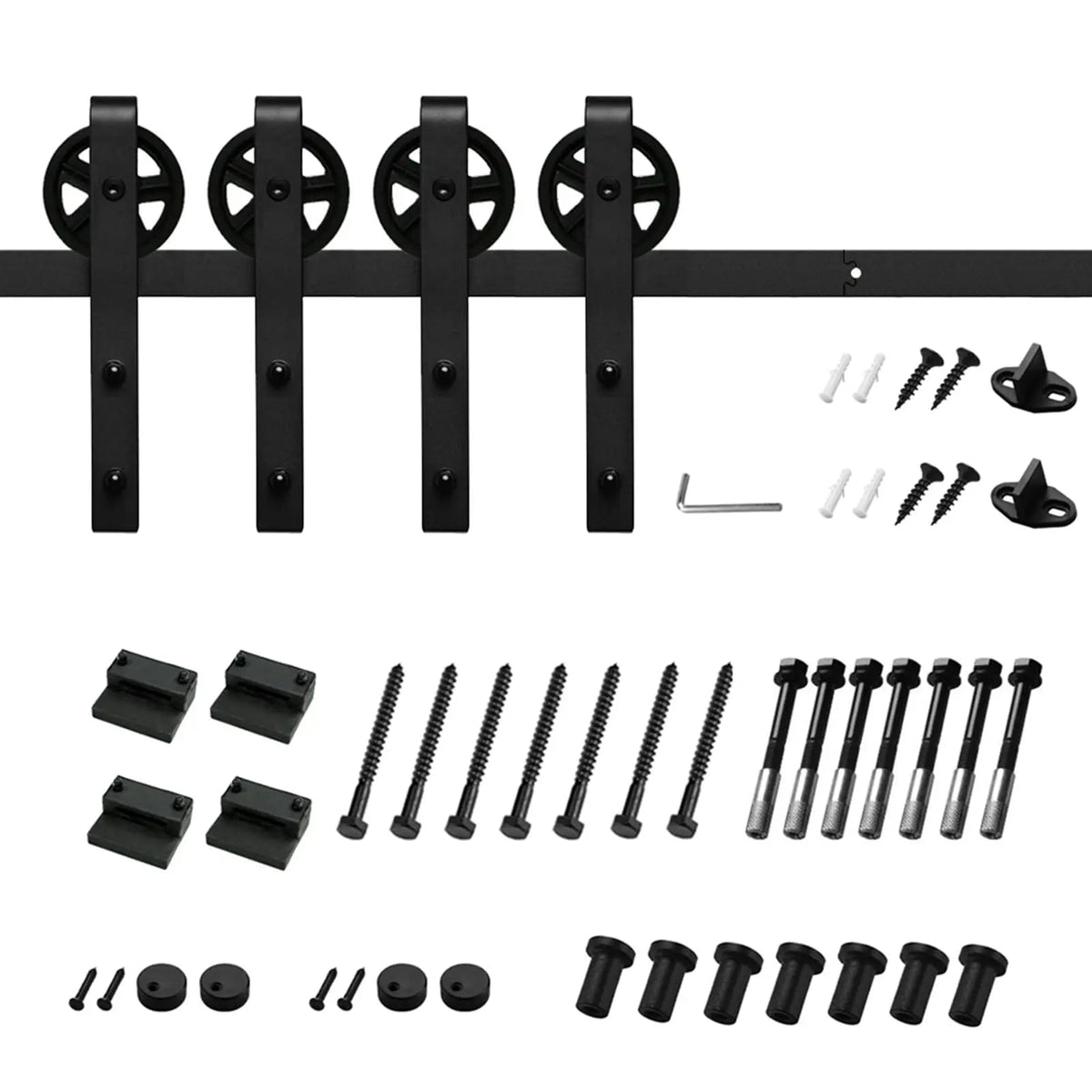 Big Spoke Wheel Sliding Barn Door Hardware Kit, Carbon Steel – view 23