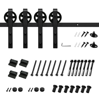 Big Spoke Wheel Sliding Barn Door Hardware Kit, Carbon Steel – view 23