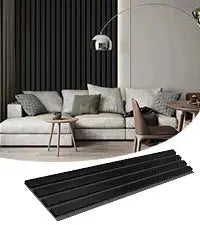 Black Solid Wood Acoustic Slat Wall Panels – Broad Strip Design – view 4