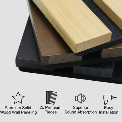 Black Solid Wood Acoustic Slat Wall Panels – Broad Strip Design – view 8