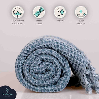 Waffle Weave Organic Cotton Turkish Towel, Stone Washed Bath and Hand – view 11