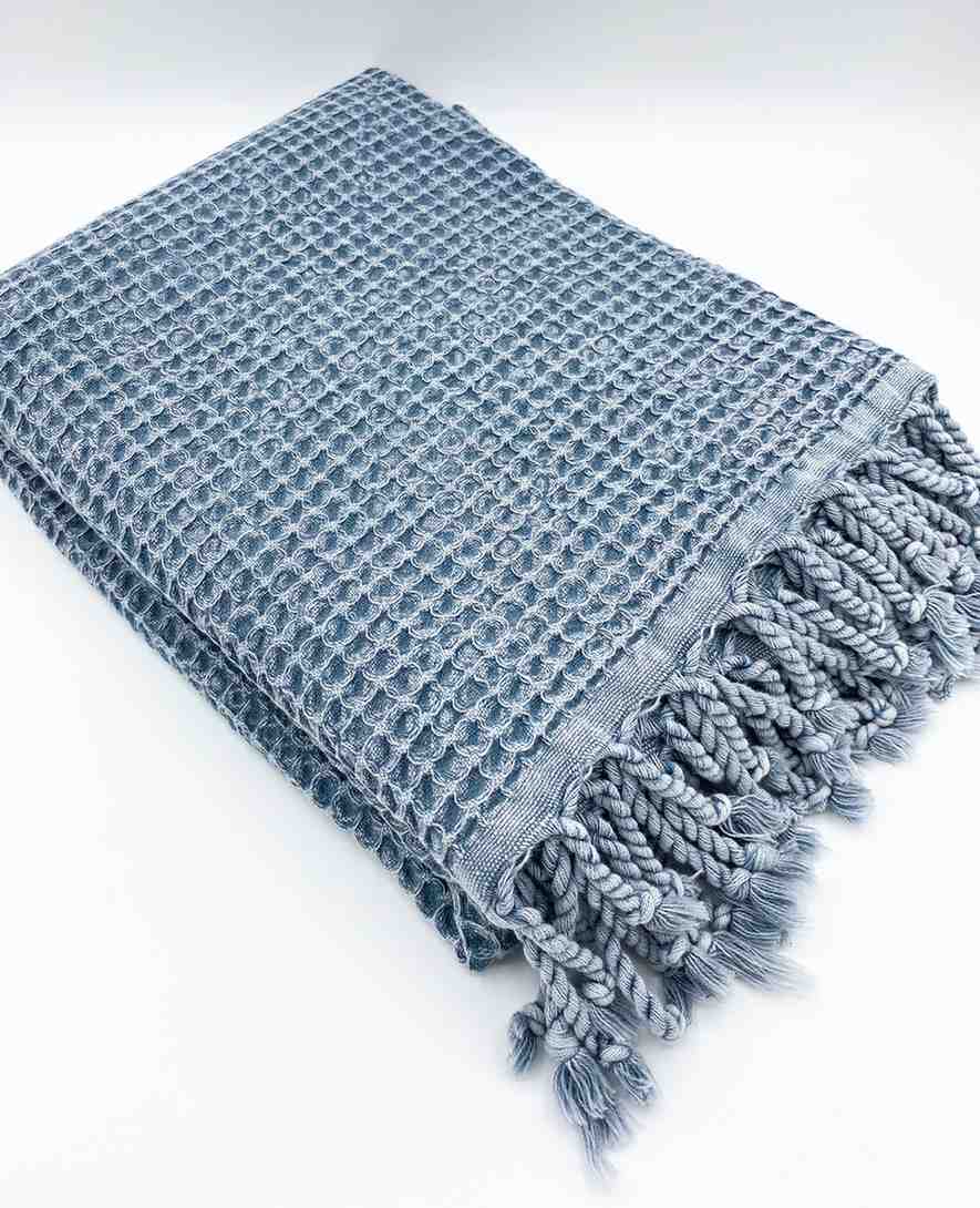 Waffle Weave Organic Cotton Turkish Towel, Stone Washed Bath and Hand – view 10