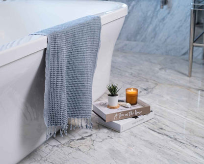 Waffle Weave Organic Cotton Turkish Towel, Stone Washed Bath and Hand – view 13
