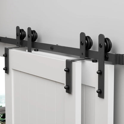 Single-Track Bypass Sliding Barn Door Hardware Kit, I Pulley – view 2