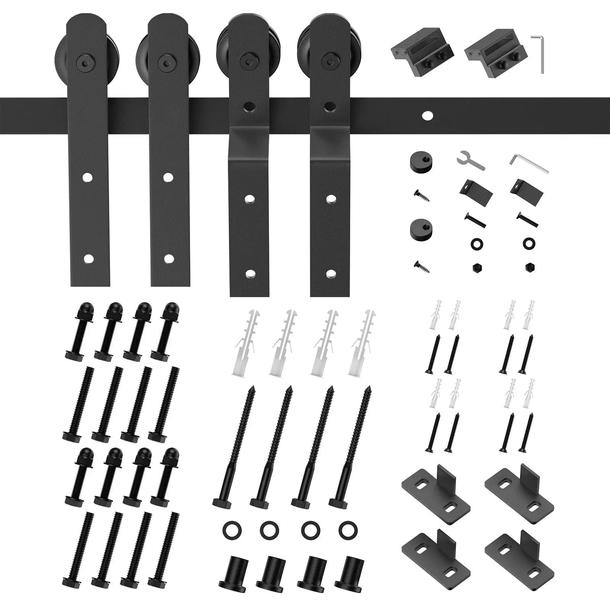 Single-Track Bypass Sliding Barn Door Hardware Kit, I Pulley – view 4