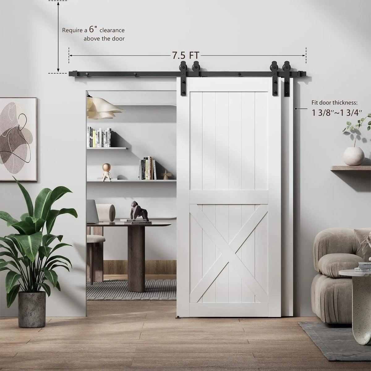 Single-Track Bypass Sliding Barn Door Hardware Kit, I Pulley – view 8