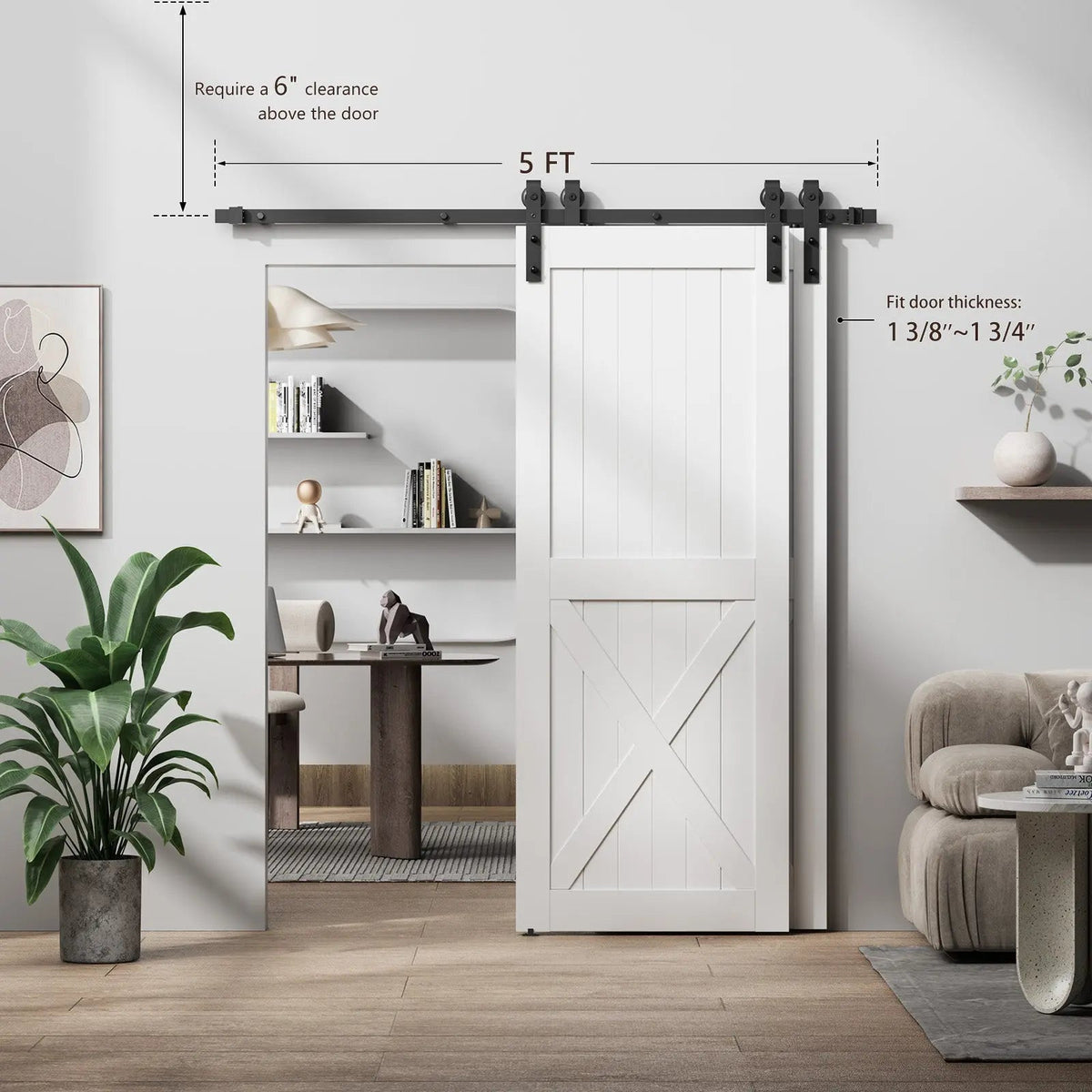 Single-Track Bypass Sliding Barn Door Hardware Kit, J Pulley – view 4