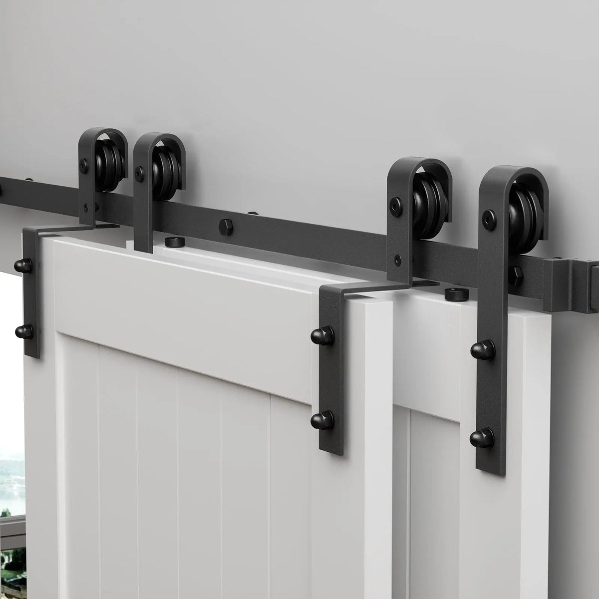 Single-Track Bypass Sliding Barn Door Hardware Kit, J Pulley – view 3