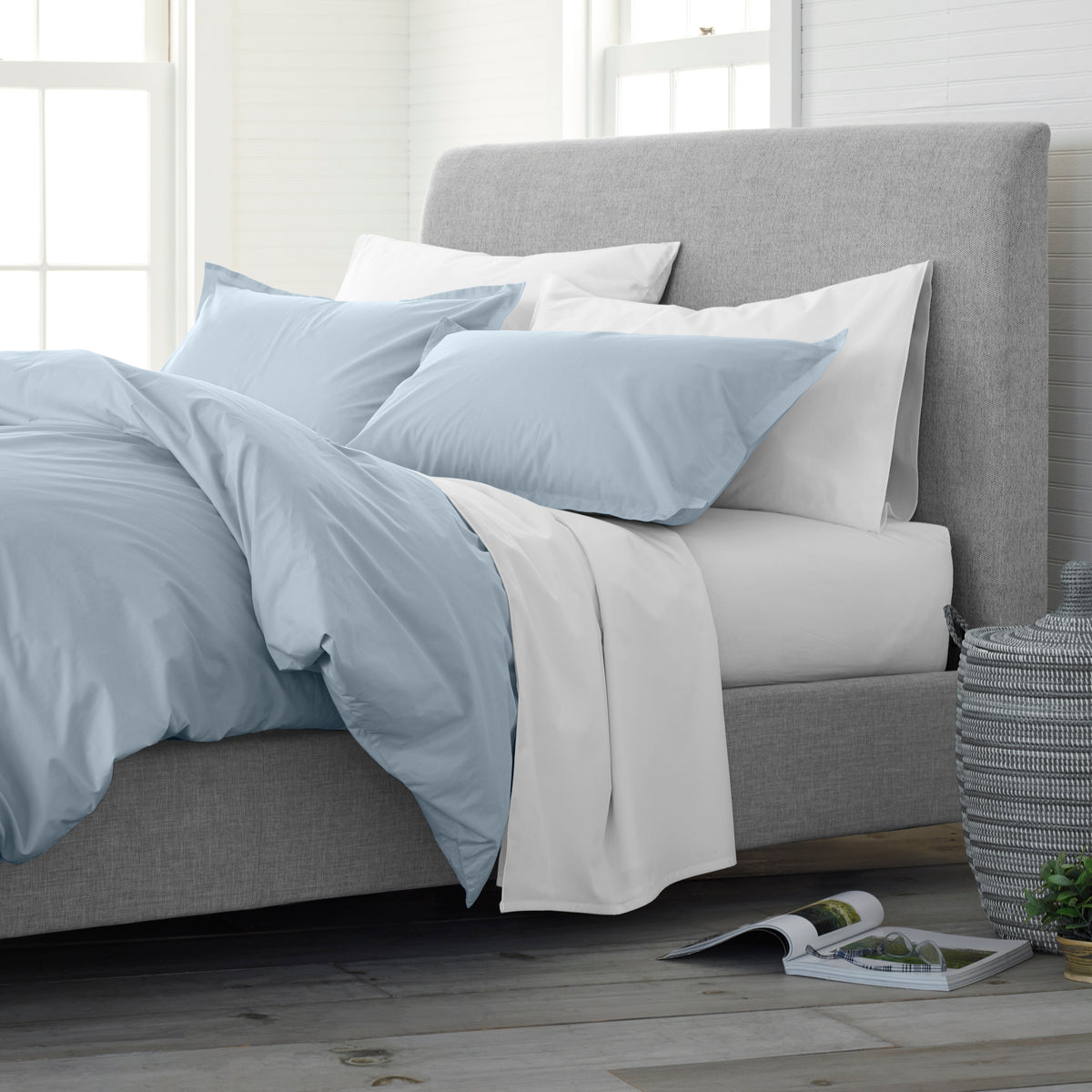 Solid Color Cotton Duvet Set with Down Alternative Fill and Shams – view 7
