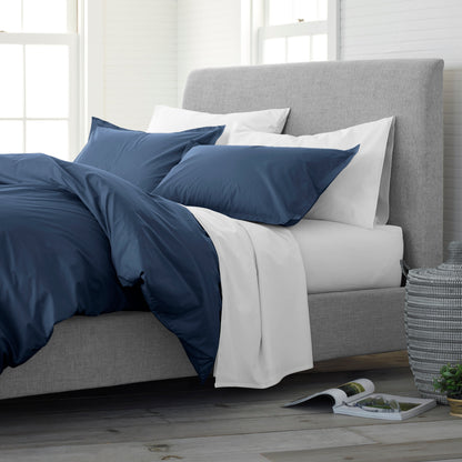 Solid Color Cotton Duvet Set with Down Alternative Fill and Shams – view 9