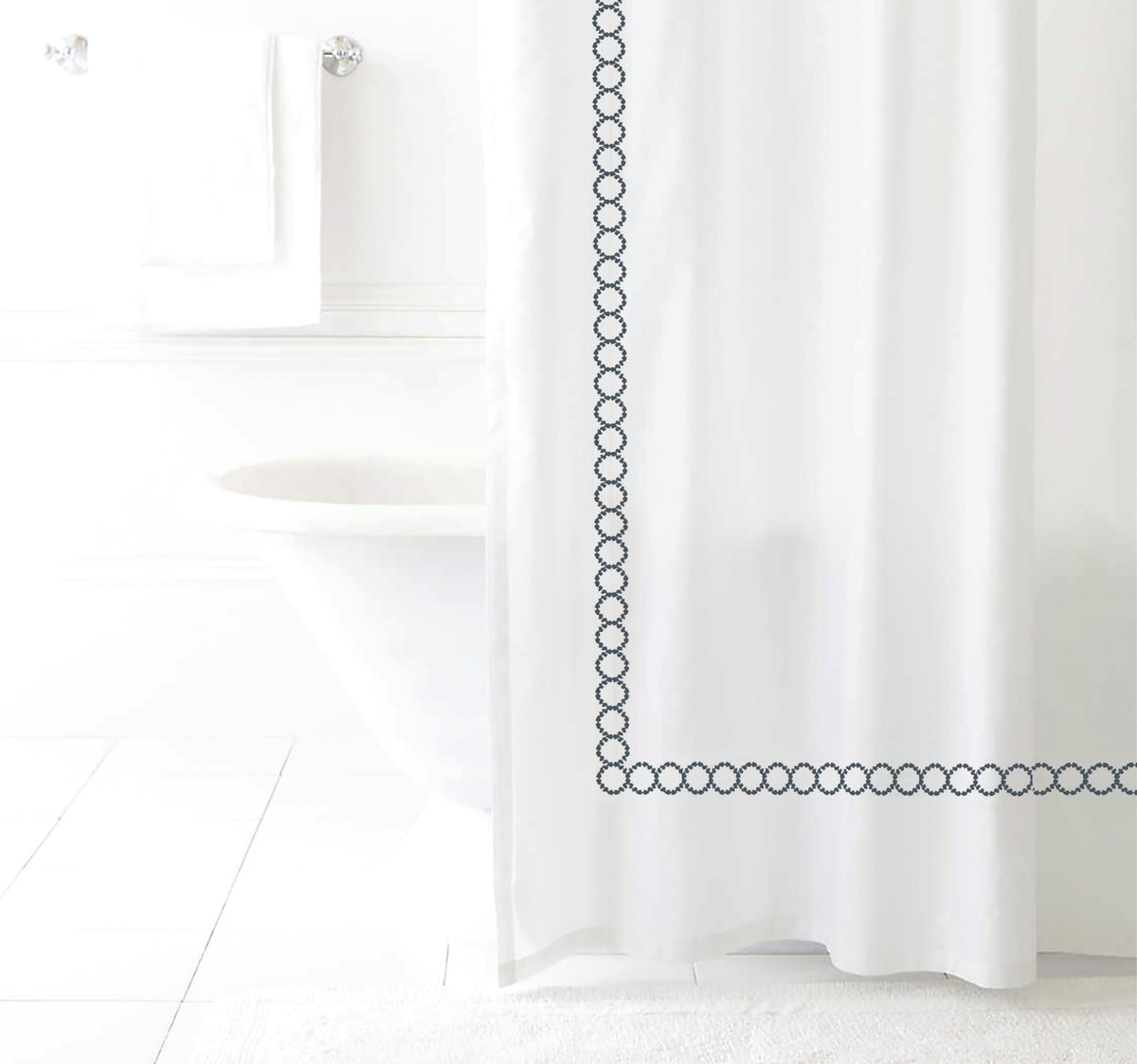 Savoy 100% Cotton Sateen Shower Curtain with Embroidery – view 2