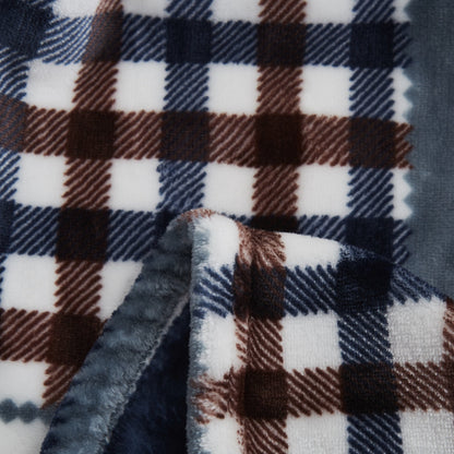 Blue Lake Farmhouse Plaid Patchwork Fleece Throw Blanket – view 4