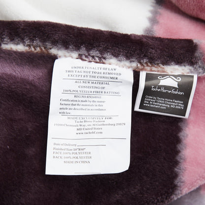 Autumn Mauve Farmhouse Plaid Patchwork Fleece Throw Blanket – view 6