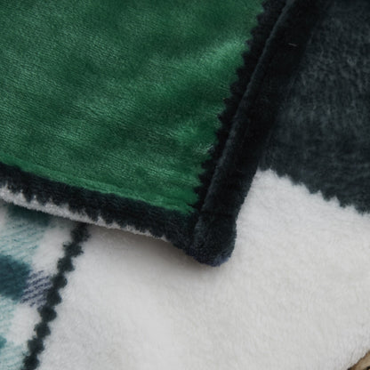 Forest Green Plaid Patchwork Flannel Throw Blanket – view 3