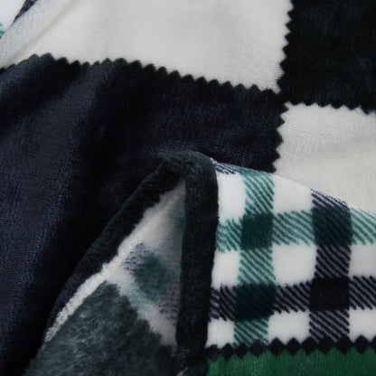 Forest Green Plaid Patchwork Flannel Throw Blanket – view 4