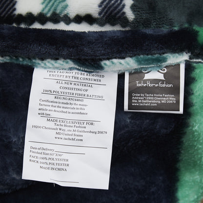 Forest Green Plaid Patchwork Flannel Throw Blanket – view 6