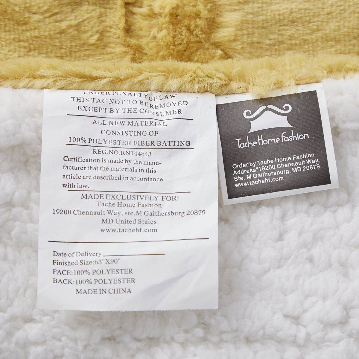Mustard Yellow Moroccan Lattice Faux Fur and Sherpa Throw Blanket – view 8