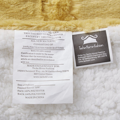 Mustard Yellow Moroccan Lattice Faux Fur and Sherpa Throw Blanket – view 8