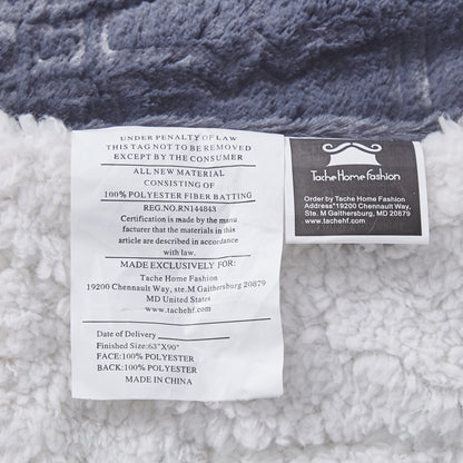 Navy Blue Diamond Trellis Faux Fur and Sherpa Throw Blanket – view 8