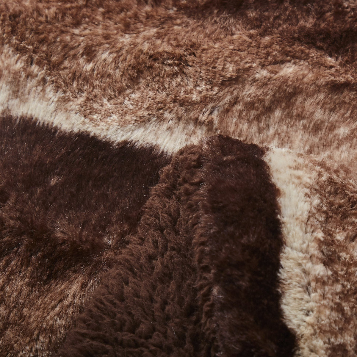 Golden Brown Striped Faux Fur and Sherpa Throw Blanket – view 11