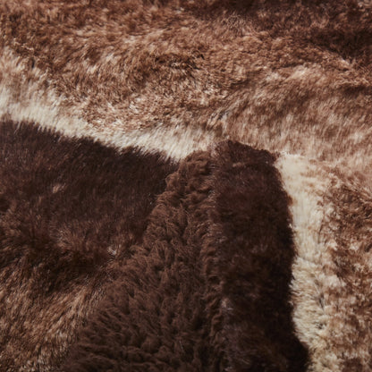 Golden Brown Striped Faux Fur and Sherpa Throw Blanket – view 11
