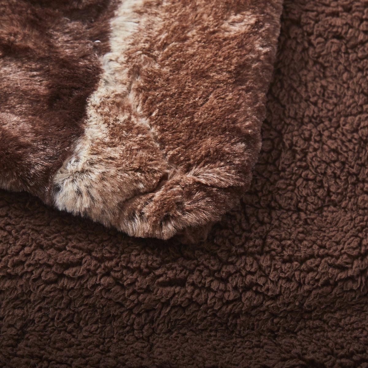 Golden Brown Striped Faux Fur and Sherpa Throw Blanket – view 6
