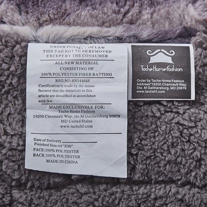 Luxury Black Striped Faux Fur and Sherpa Throw Blanket – view 6