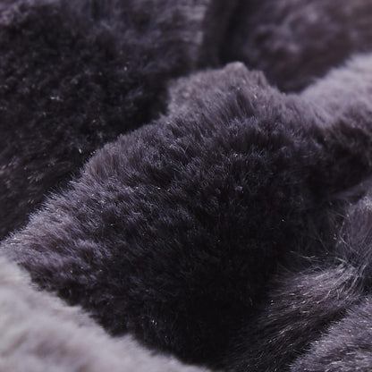 Luxury Black Striped Faux Fur and Sherpa Throw Blanket – view 3