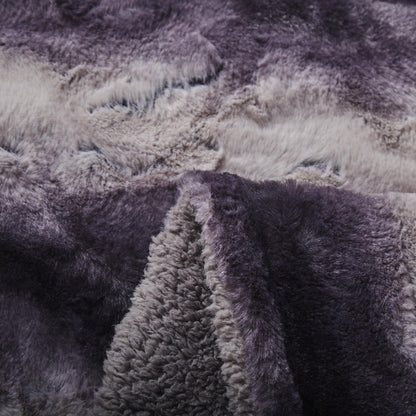Luxury Black Striped Faux Fur and Sherpa Throw Blanket – view 4