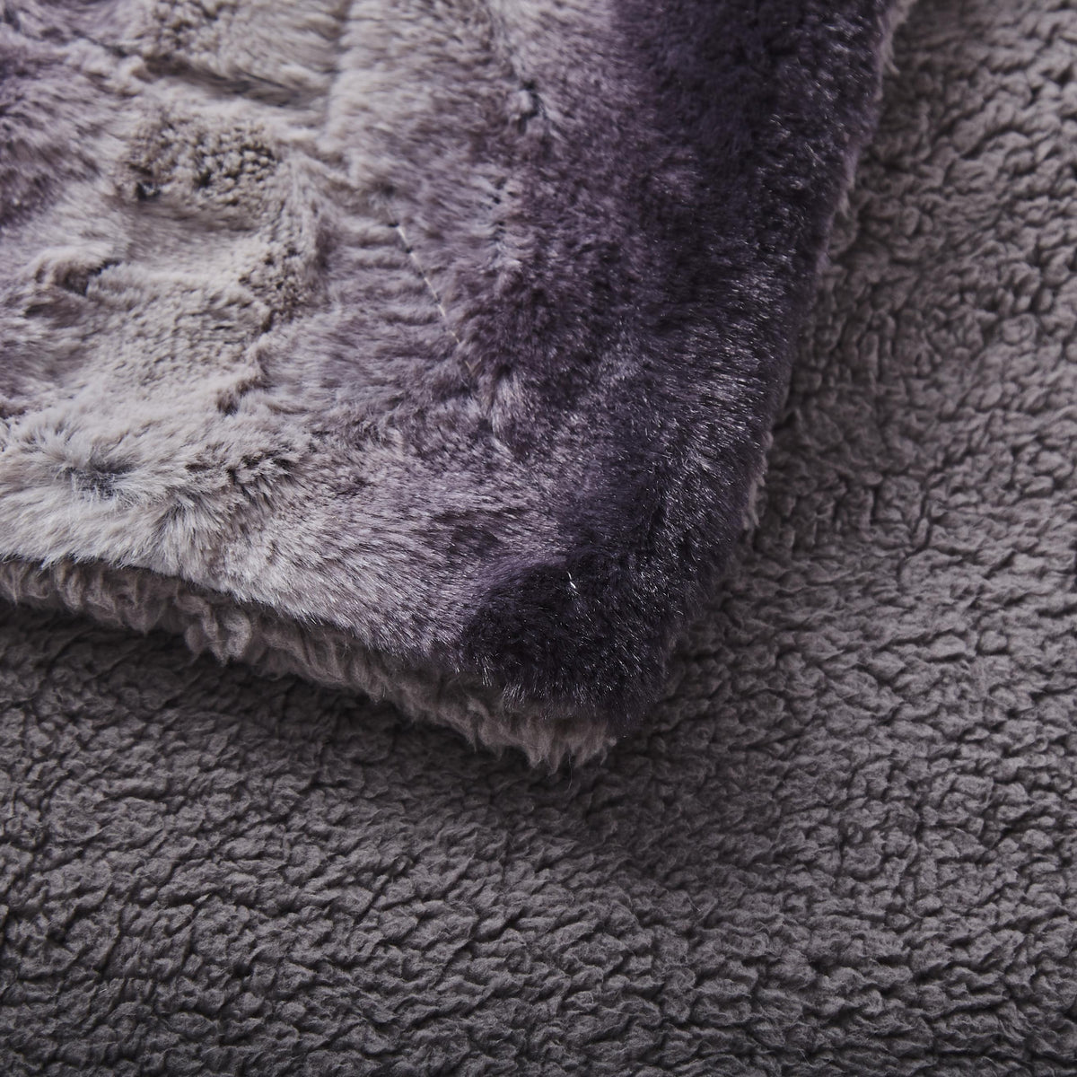 Luxury Black Striped Faux Fur and Sherpa Throw Blanket – view 5
