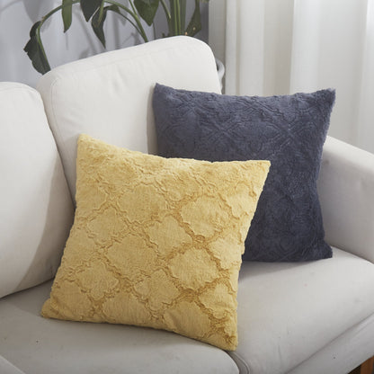 Steel Navy Blue Faux Fur Diamond Trellis Cushion Cover or Euro Sham – view 4