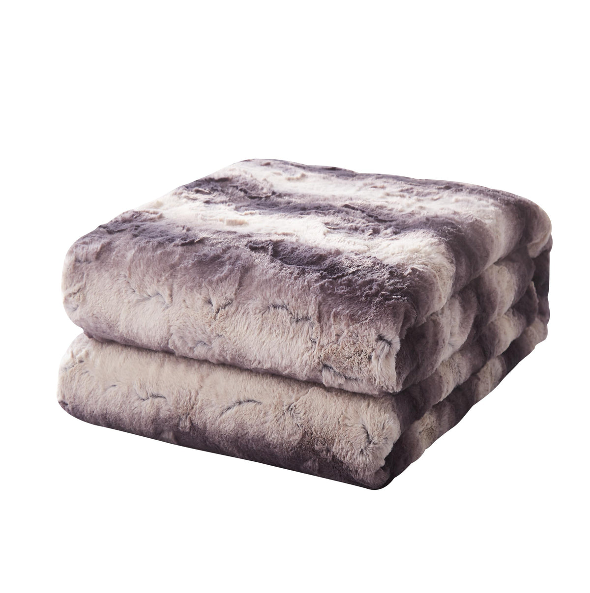 Luxury Black Striped Faux Fur and Sherpa Throw Blanket – view 2