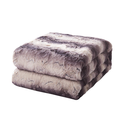 Luxury Black Striped Faux Fur and Sherpa Throw Blanket – view 2