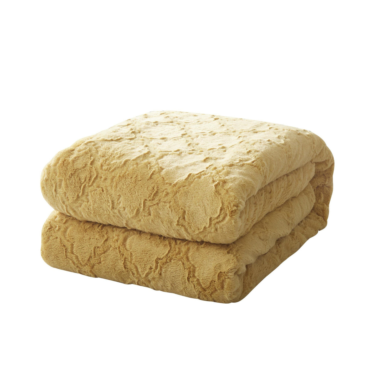 Mustard Yellow Moroccan Lattice Faux Fur and Sherpa Throw Blanket – view 9