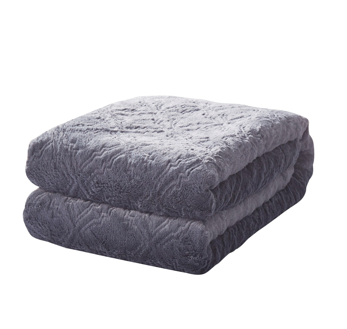 Navy Blue Diamond Trellis Faux Fur and Sherpa Throw Blanket – view 3