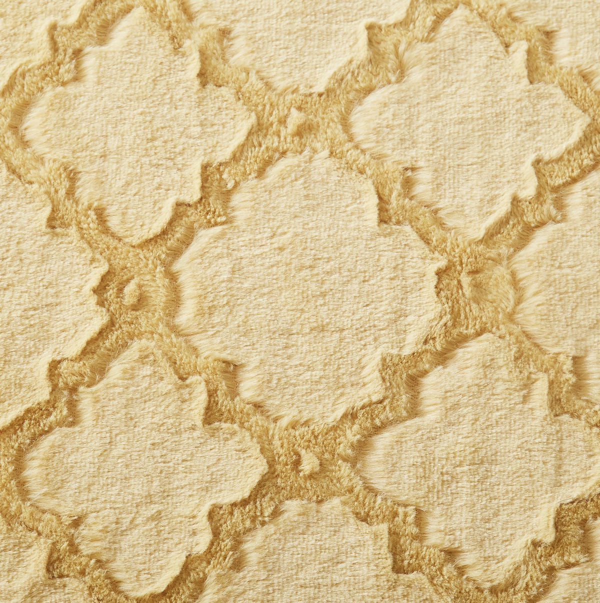 Mustard Yellow Moroccan Lattice Faux Fur and Sherpa Throw Blanket – view 2