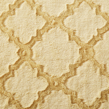Mustard Yellow Moroccan Lattice Faux Fur and Sherpa Throw Blanket – view 2