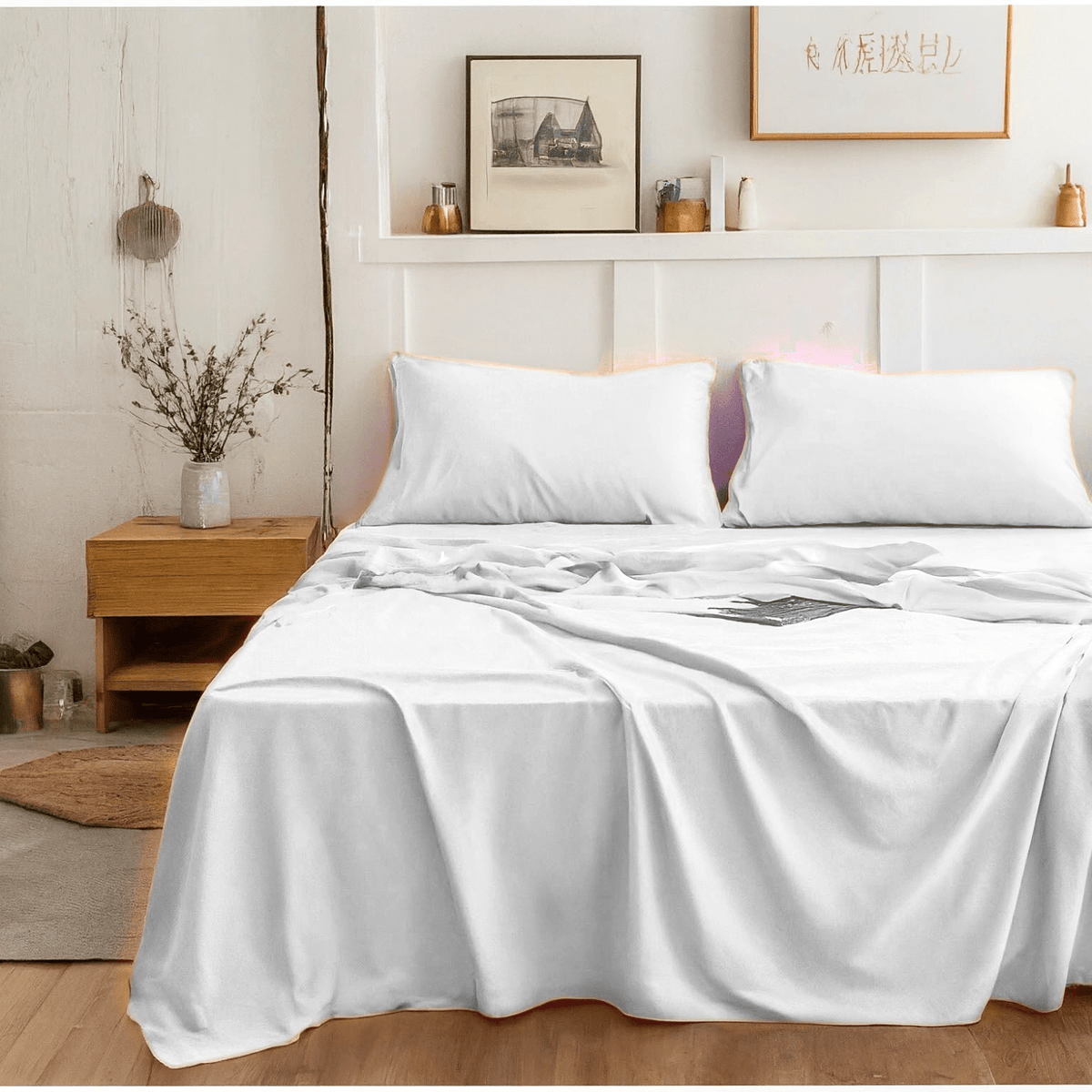 Cloud White Microfiber Bed Sheet Set for a Refined Sleep