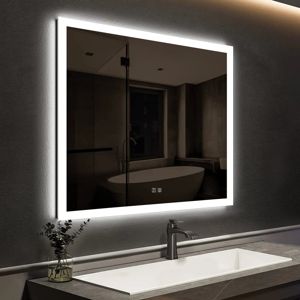 Compact Edge Glow LED Bathroom Mirror with Anti-Fog and Dimmer – view 12