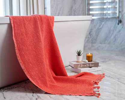 Waffle Weave Organic Cotton Turkish Towel, Stone Washed Bath and Hand – view 15